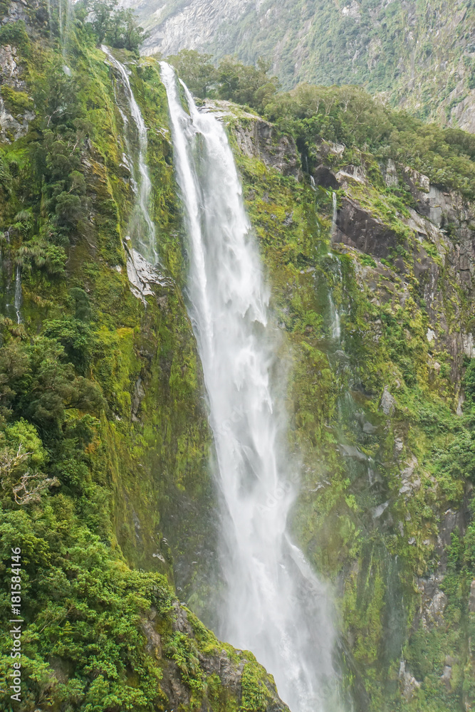 fresh high waterfall with green moss fresh high waterfall with green moss