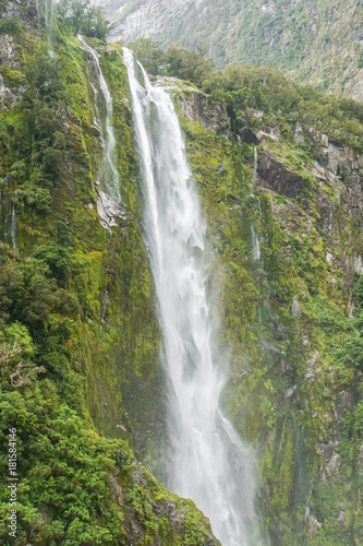 fresh high waterfall with green moss