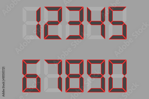 electronic figures. Gray tone. Number, copy of the calculator. 1, 2, 3, 4, 5, 6, 7, 8, 9, 0. Vector illustration