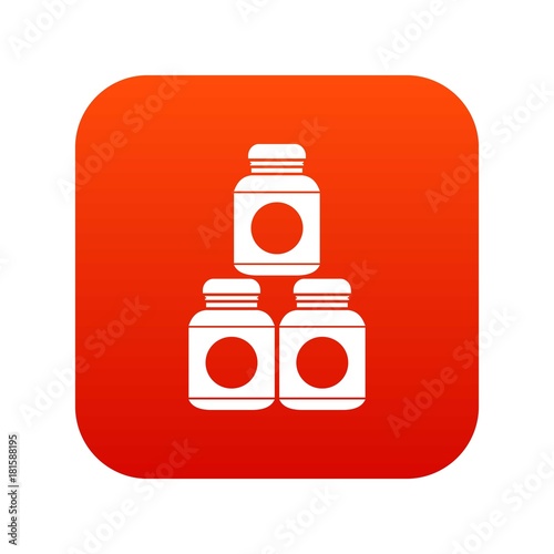 Sport nutrition containers icon digital red