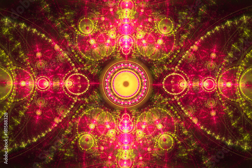 Abstract colorful fractal composition. Magic explosion star with particles. M...