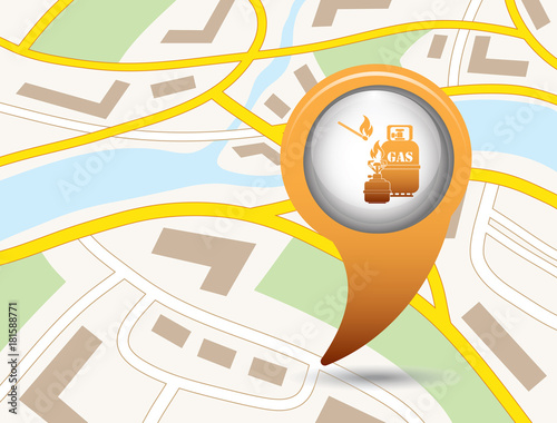 Camping stove with gas bottle icon vector