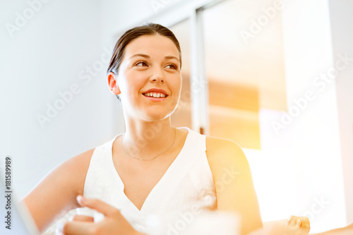 Beautiful woman portrait indoors photo