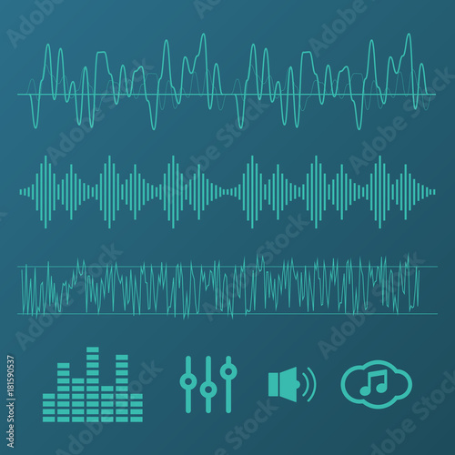 Sound waves sign and symbol in flat style