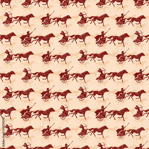 Seamless background with war chariots.