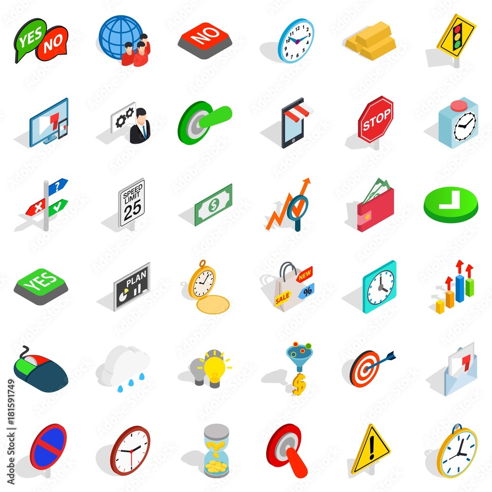 Switch off icons set, isometric style Switch off icons set, isometric style