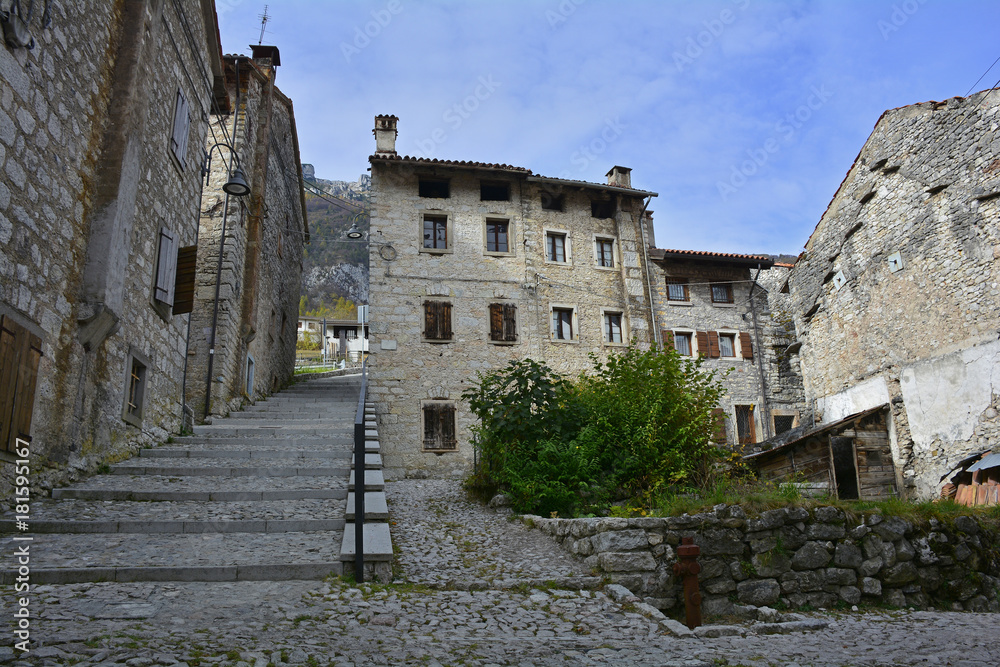 The hill village of Erto in Friuli Venezia Giulia, north east Italy. 