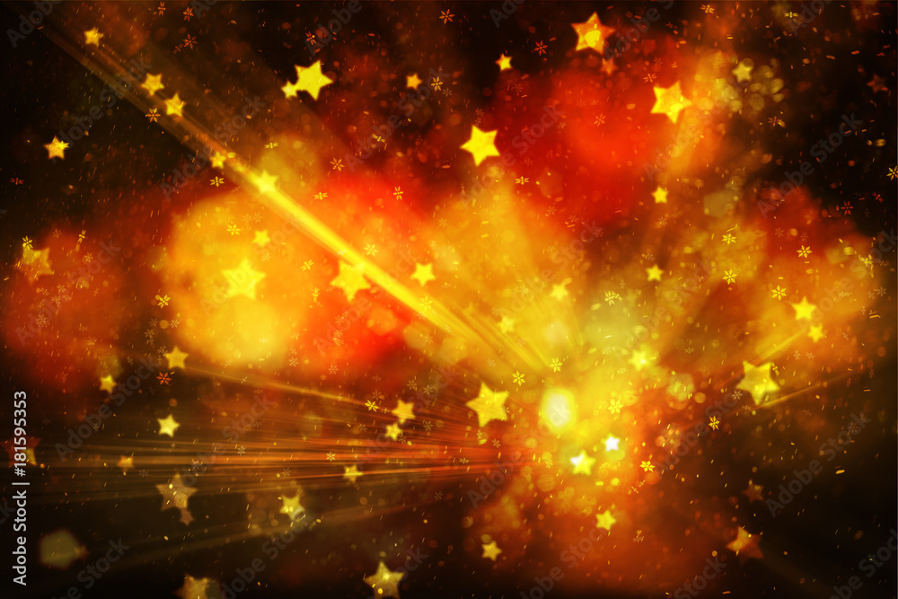 Fototapeta premium Abstract dark fireworks at New Year, holiday background