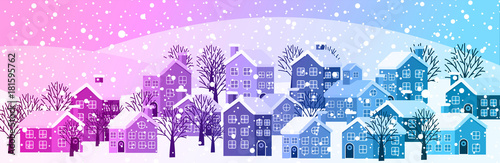 Winter cityscape banner