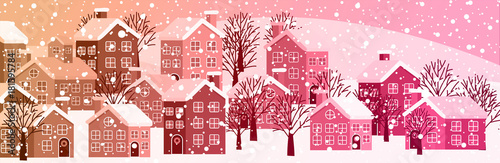 Winter cityscape banner