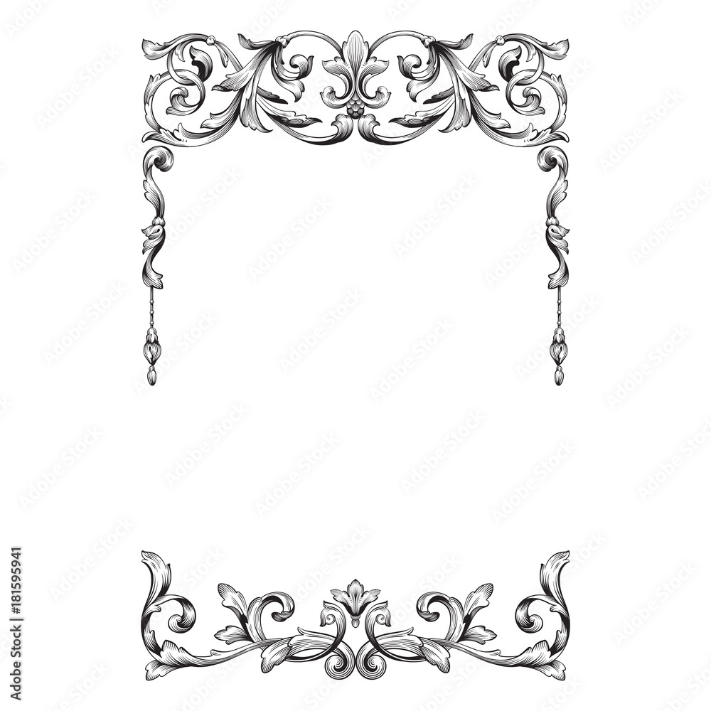 Classical baroque ornament vector 