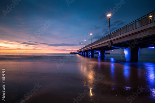 Baltic sea during sunset. Polish coast 