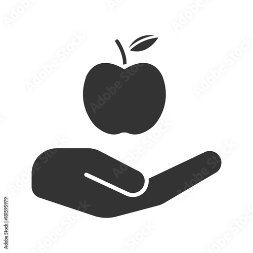 Open hand with apple glyph icon