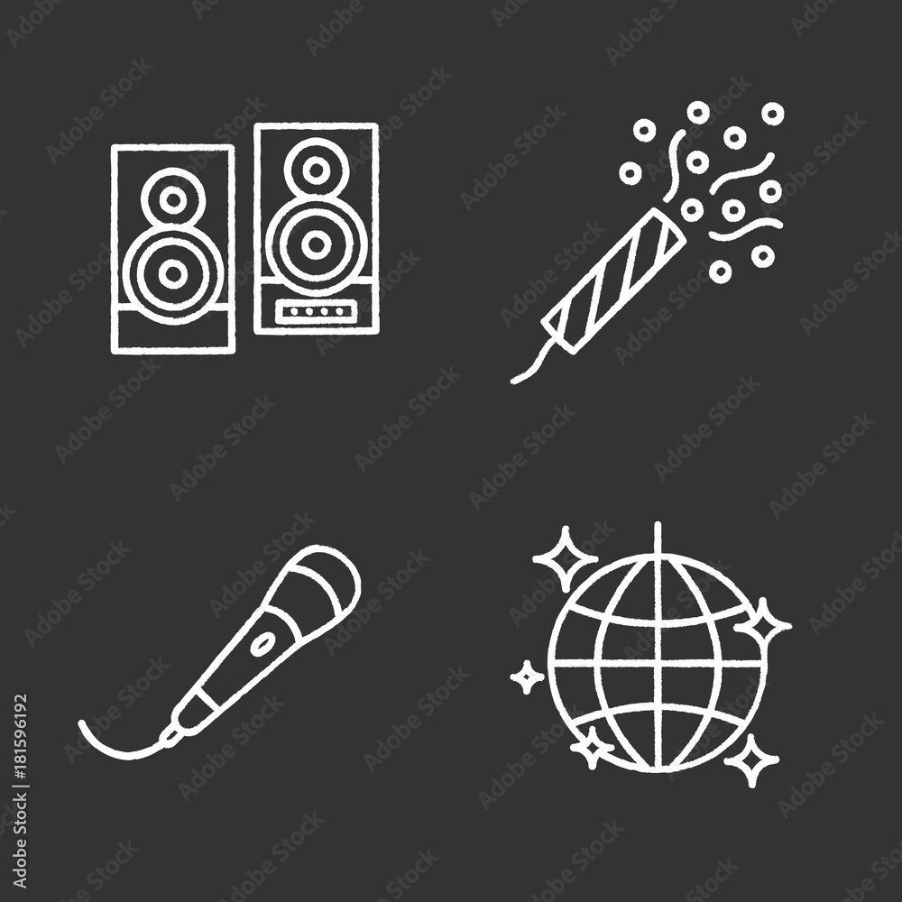 Party accessories chalk icons set