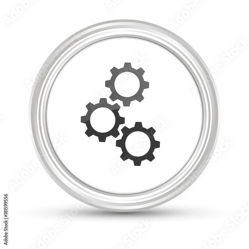 Weißer Button - Zahnräder