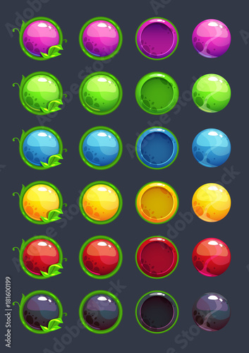 Cartoon colorful vector round buttons