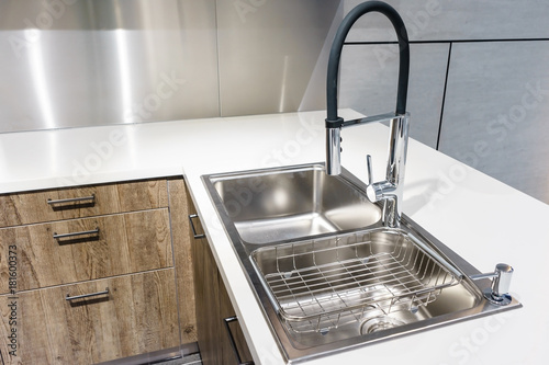 Detail of sink in a modern kitchen