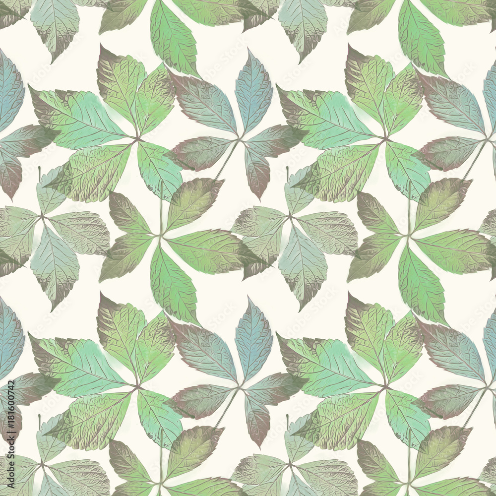 Leaves seamless pattern. Watercolor illustration.