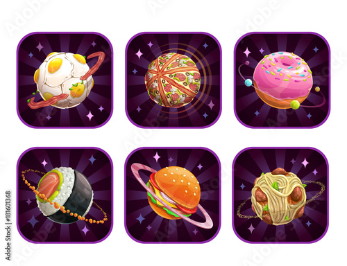 App icons with food planets.