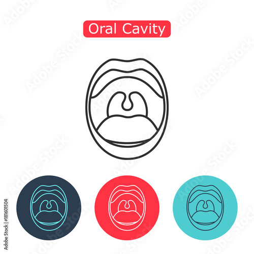 Line icon mouth with teeth.