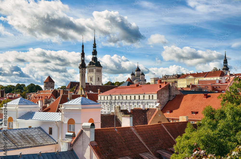 Beautiful panoramic view of Old Town, Tallinn,Estonia.Tallinn landmark.