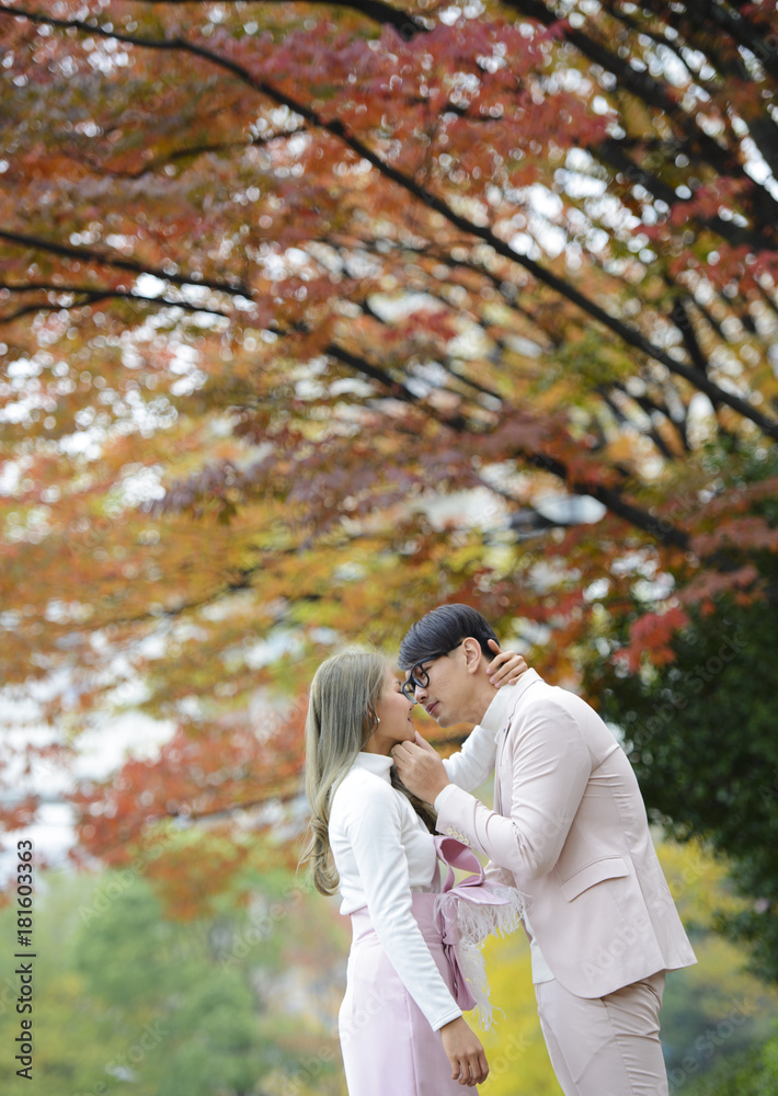 Fototapeta premium The romantic moment of approaching a kiss from lovers