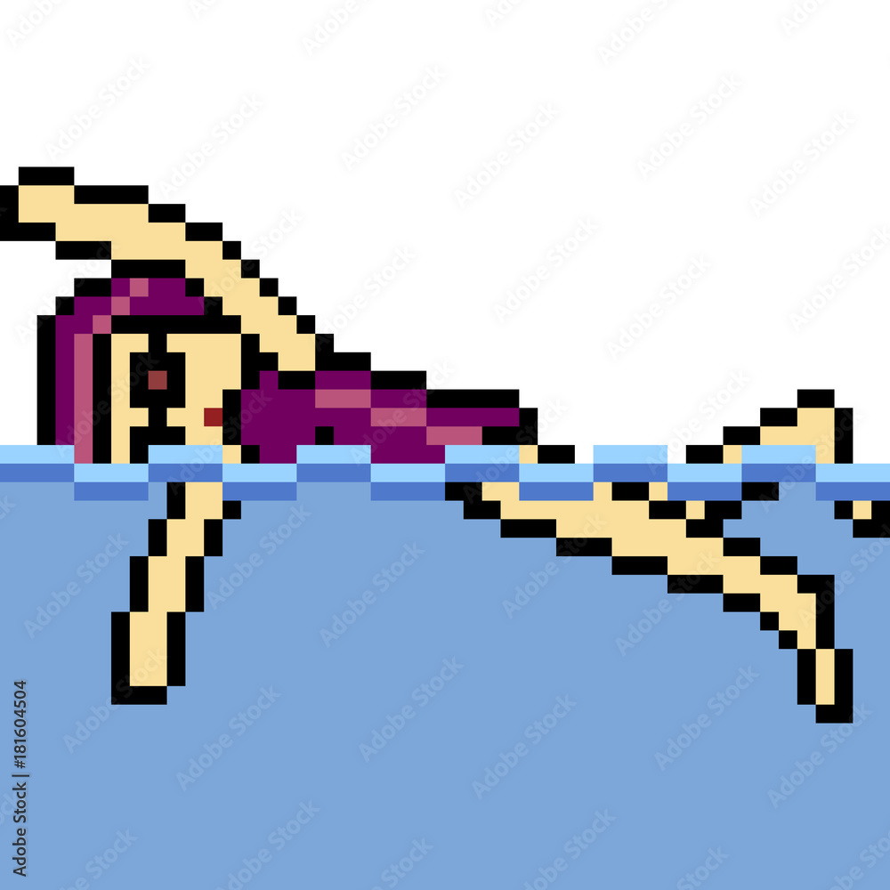 vector pixel art swim sport