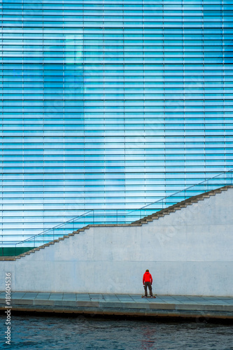 Man skating in front of the Marie Elisabeth Luders Haus in Berlin, Germany, the 12/11/2017 photo