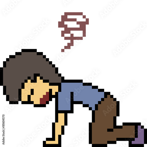 vector pixel art hopeless man