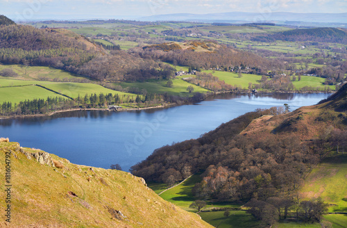 Views of Ullswater Lake and Watermillock in the English Lake District countryside, UK.