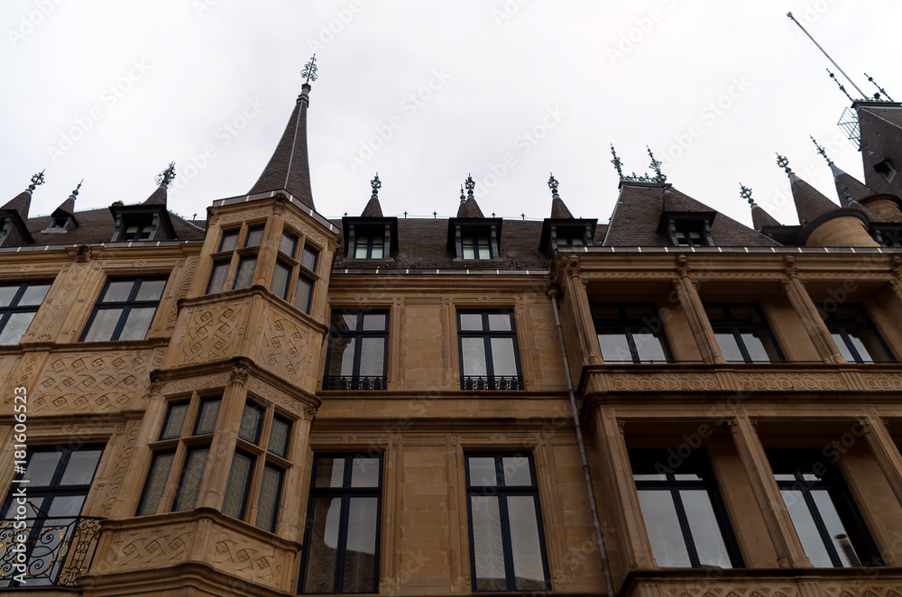 Low Angle View of Flemish Renaissance Architecture of the Grand Ducal Palace in Luxembourg City, Luxembourg