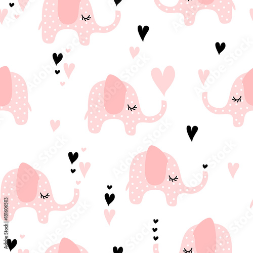 Sweet Pink Elephants Pattern
