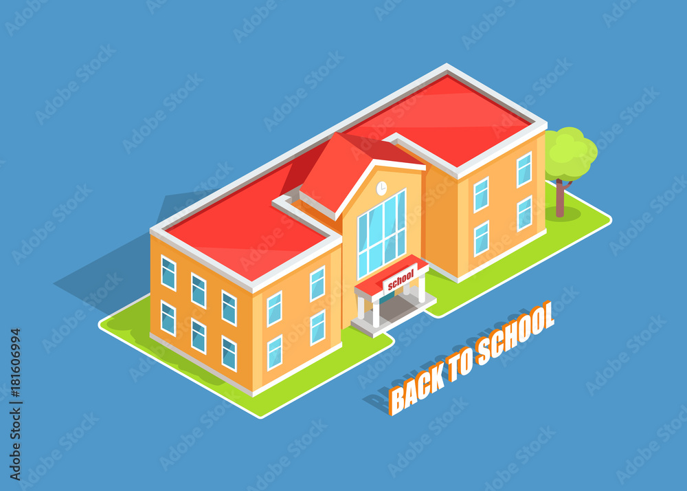 Back to School 3D Illustration Isolated on Blue