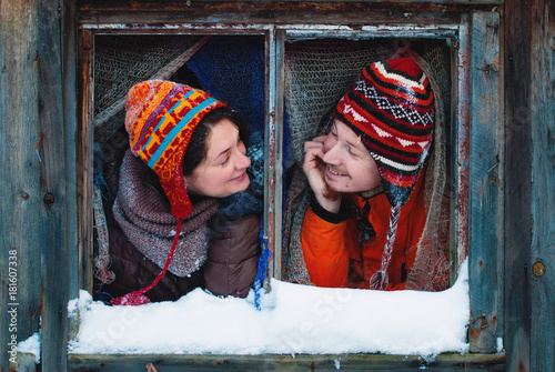 Winter Lifestyle Concept - Happy Young People Having Fun - Happiness Emotions - Couple in Love - Valentines Concept