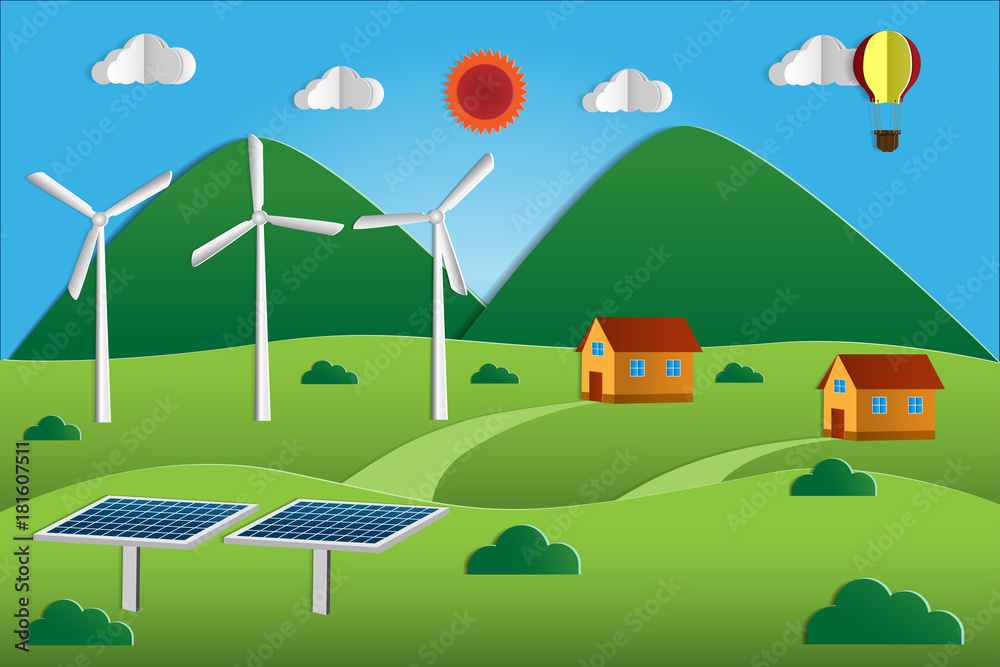Green energy an eco friendly traditional and modern house. Solar, wind power. Green energy an eco friendly traditional and modern house. Solar, wind power.