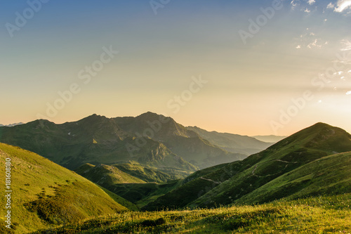 Sunset in Abkhazia mountains © evdokimari