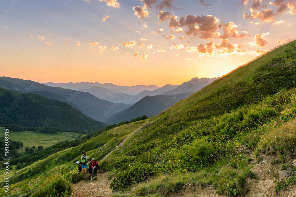Fototapeta premium Sunset in Abkhazia mountains