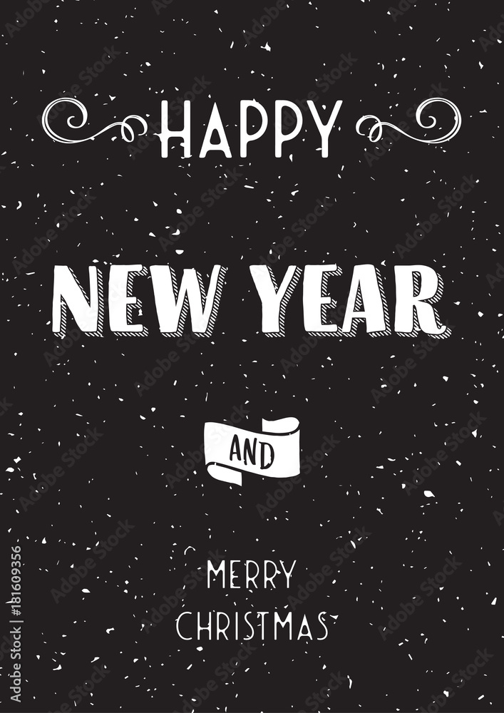 Happy New Year and Merry Christmas card. Vector illustration. Happy New Year and Merry Christmas card. Vector illustration.