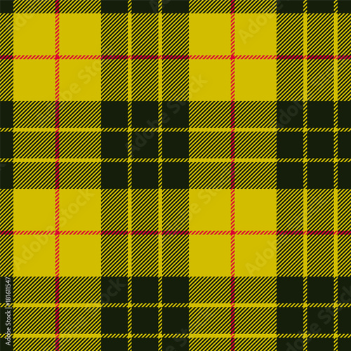 Scottish plaid, black bands on yellow. MacLeod tartan seamless pattern photo