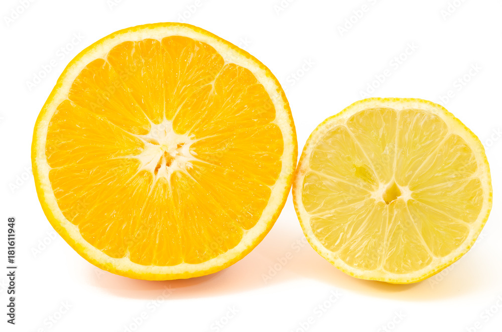 Orange und Zitrone halbiert Orange und Zitrone halbiert