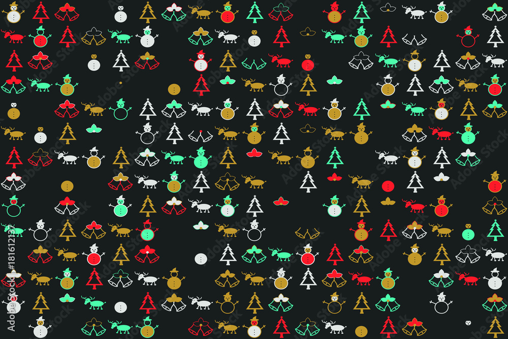 Fototapeta Christmas pattern with beautiful colored elements