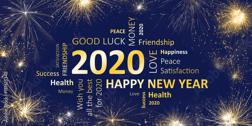 Happy new year 2020 greeting card