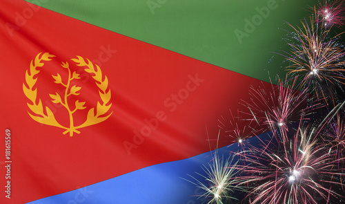 Eritrea Flag Firework real fabric