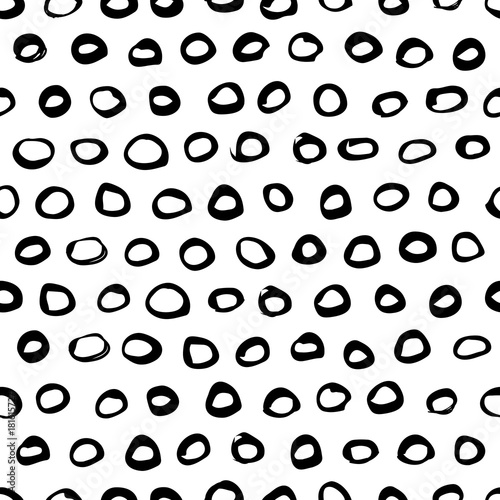 Vector polka dot grunge seamless pattern. Abstract black and white geometric ...