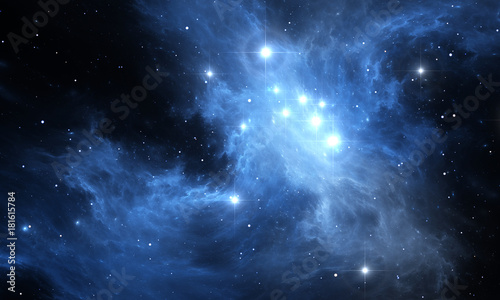 Space background. Glowing nebula with stars