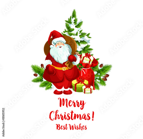 Merry Christmas vector Santa greeting icon