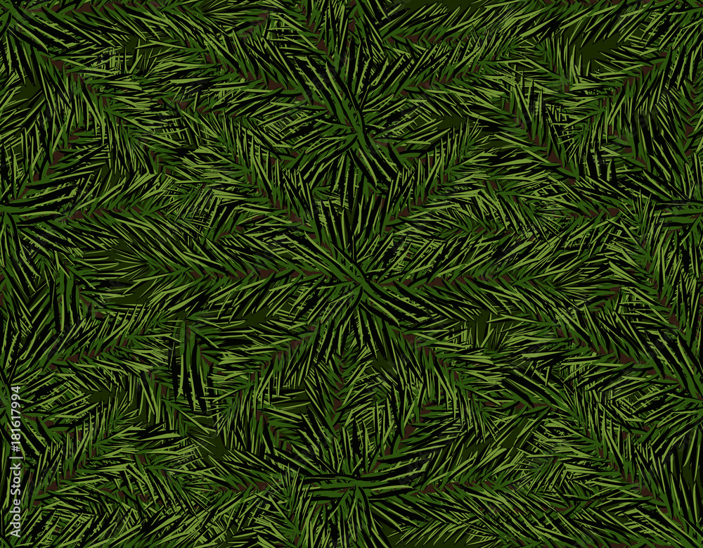 New Year Christmas. Green branch of the Christmas tree. Seamless pattern. Isolated Illustration