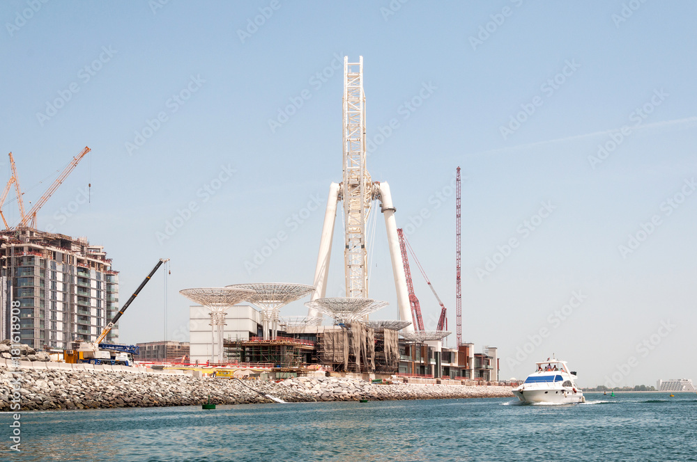 Construction of Dubai Eye, the world's largest in Dubai, UAE