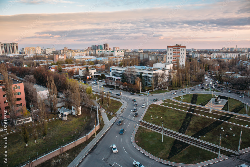 Aerial view from rooftop of Voronezh city