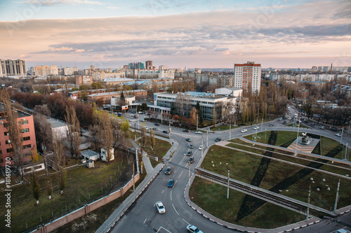 Aerial view from rooftop of Voronezh city